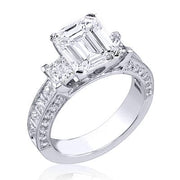 2.40 Ct. Emerald Cut Diamond Ring w Side Princess cut Channel I Color VS2 GIA Certified