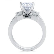 Cross Shank Princess Cut Diamond Engagement Ring Side View