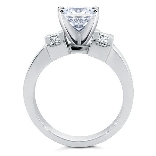 Cross Shank Princess Cut Diamond Engagement Ring Side View