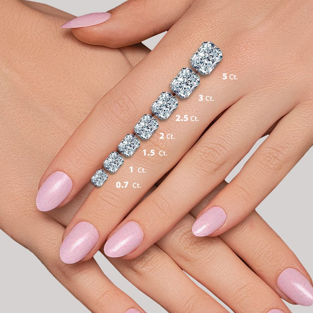 3.50 Ctw. Elongated Radiant Cut Halo Diamond Ring Set H Color VVS2 GIA Certified