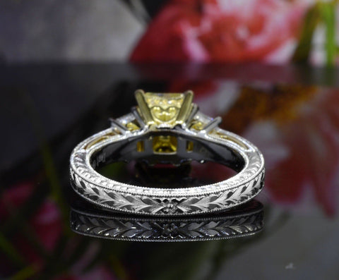 Yellow Art Deco Radiant Engagement Ring