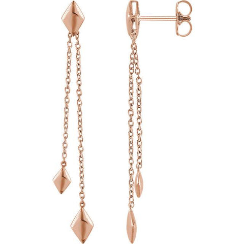 rose gold chain dangle earrings