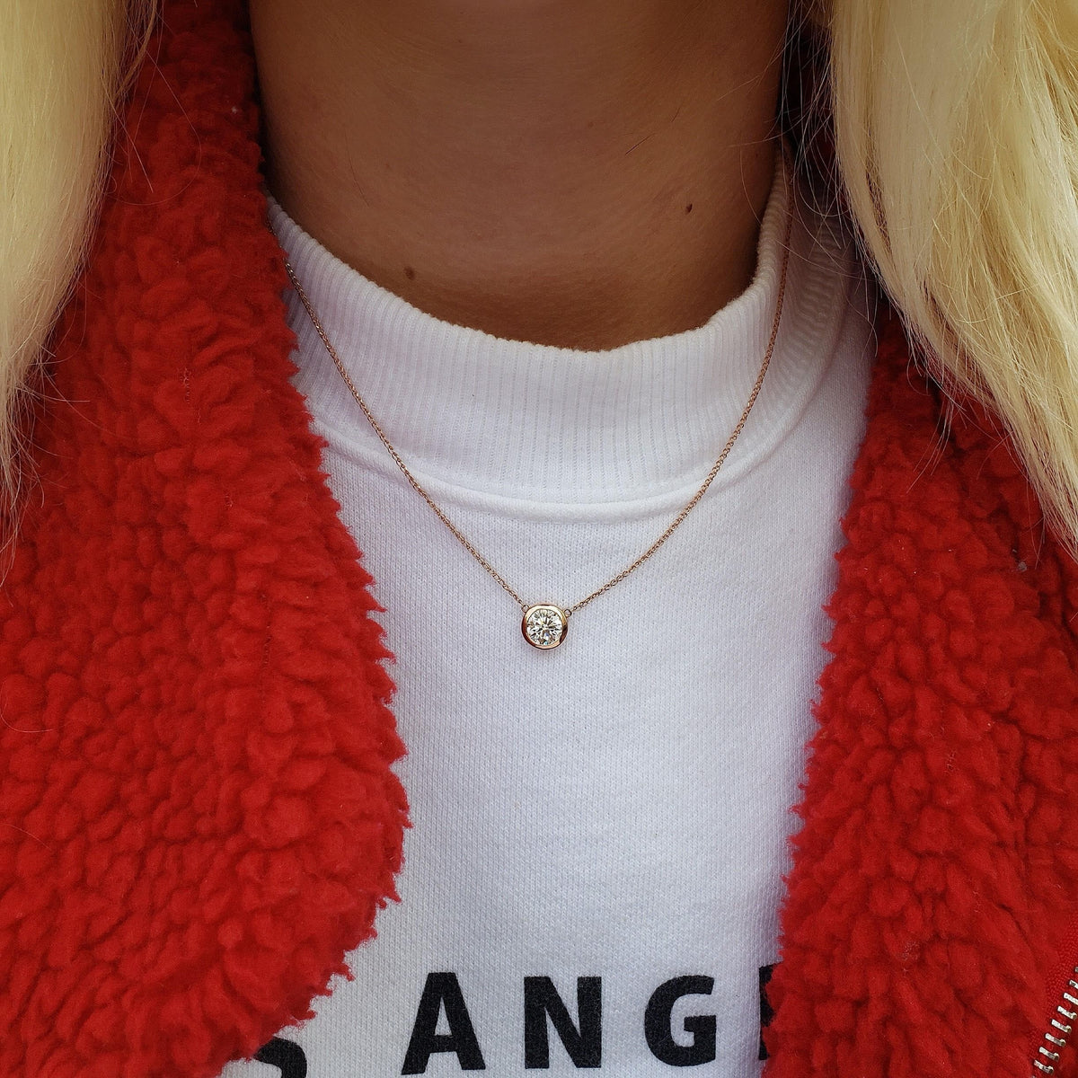 Bezel diamond necklace