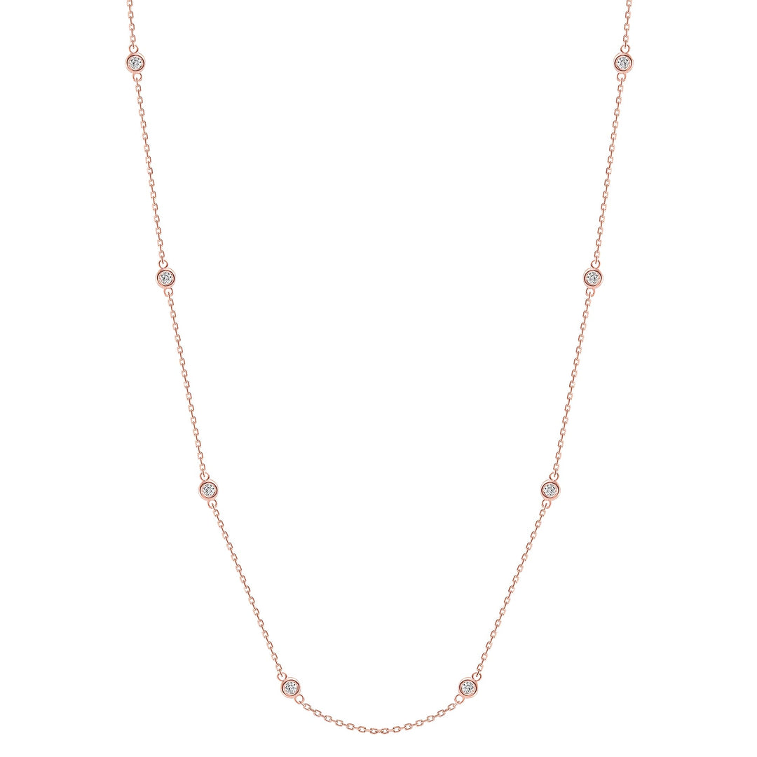 Round Cut Bezel Set Diamond Train Necklace