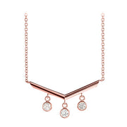 14k rose gold chandelier diamond bar necklace