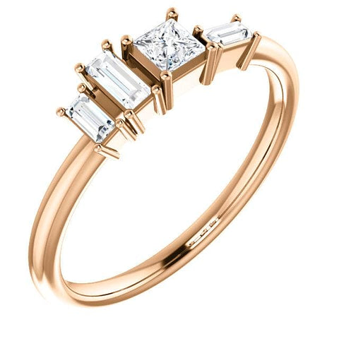 14k rose gold geometric diamond ring