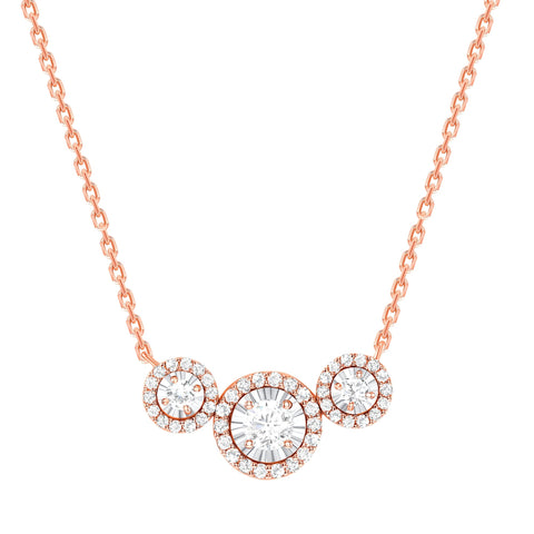 rose gold diamond trio necklace