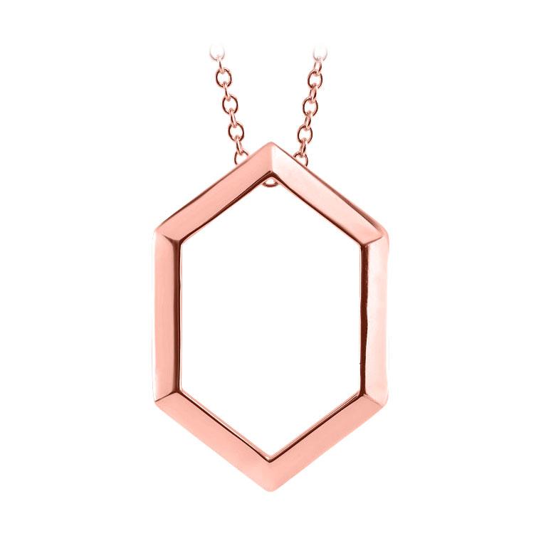 14k rose gold hexagon necklace