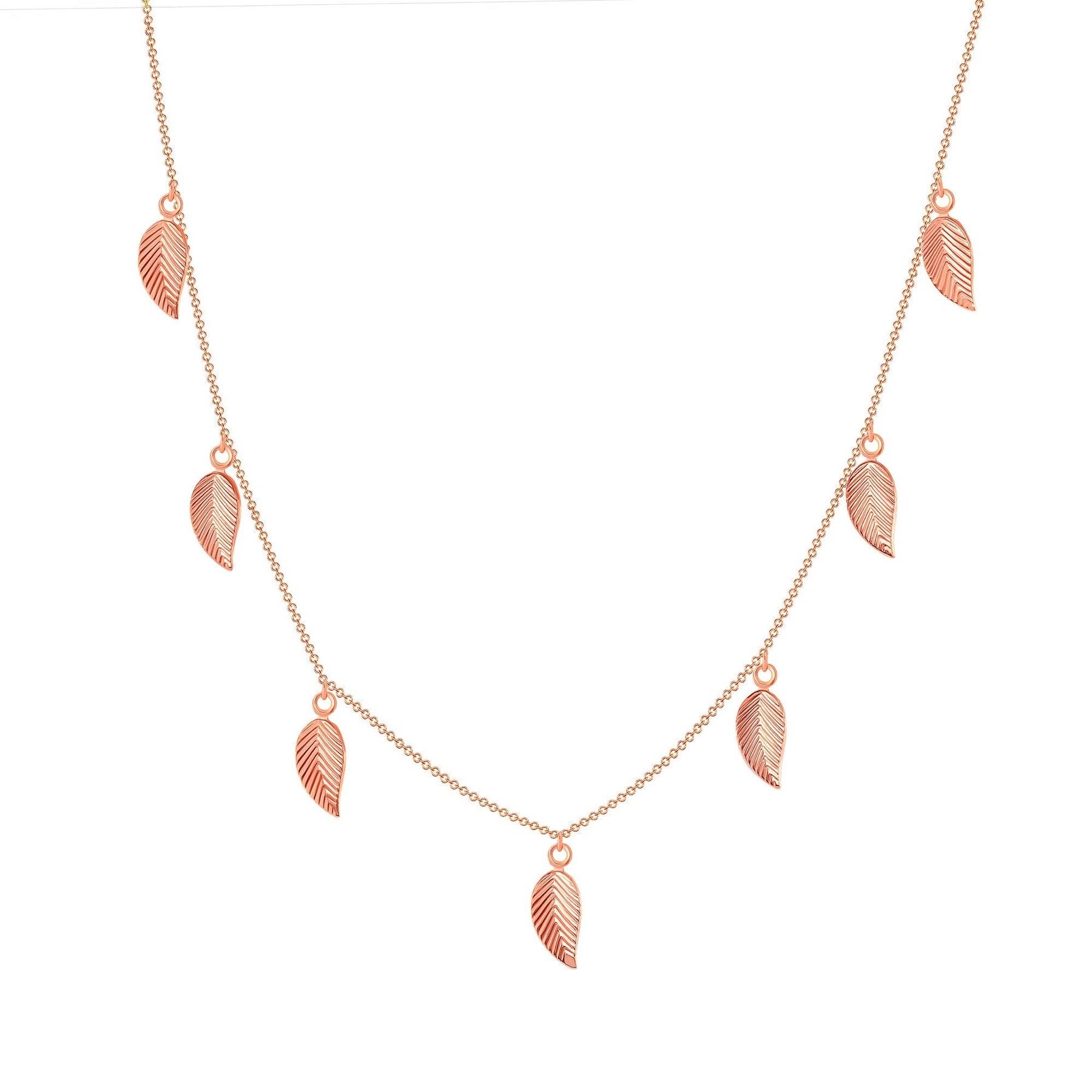Rose gold leaf necklace on sale