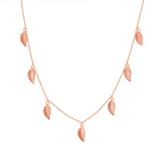 14k rose gold leaf chain necklace