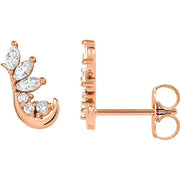 rose gold diamond cluster hook earrings