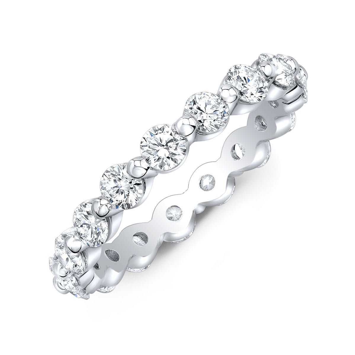 Floating diamond eternity band