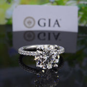 4.20 Ct Unique Engagement Ring with Matching Band I Color VS2 GIA Certified 3X