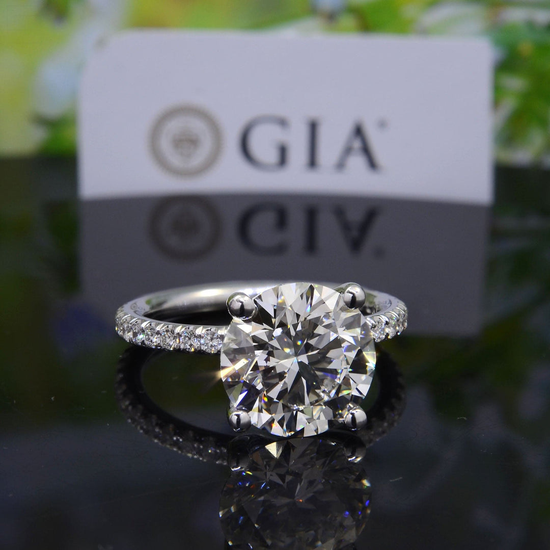6 Ctw Hidden Halo Engagement Ring Set J Color SI1 GIA certified
