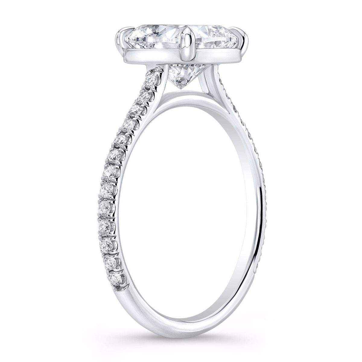 Engagement ring with accents side profile