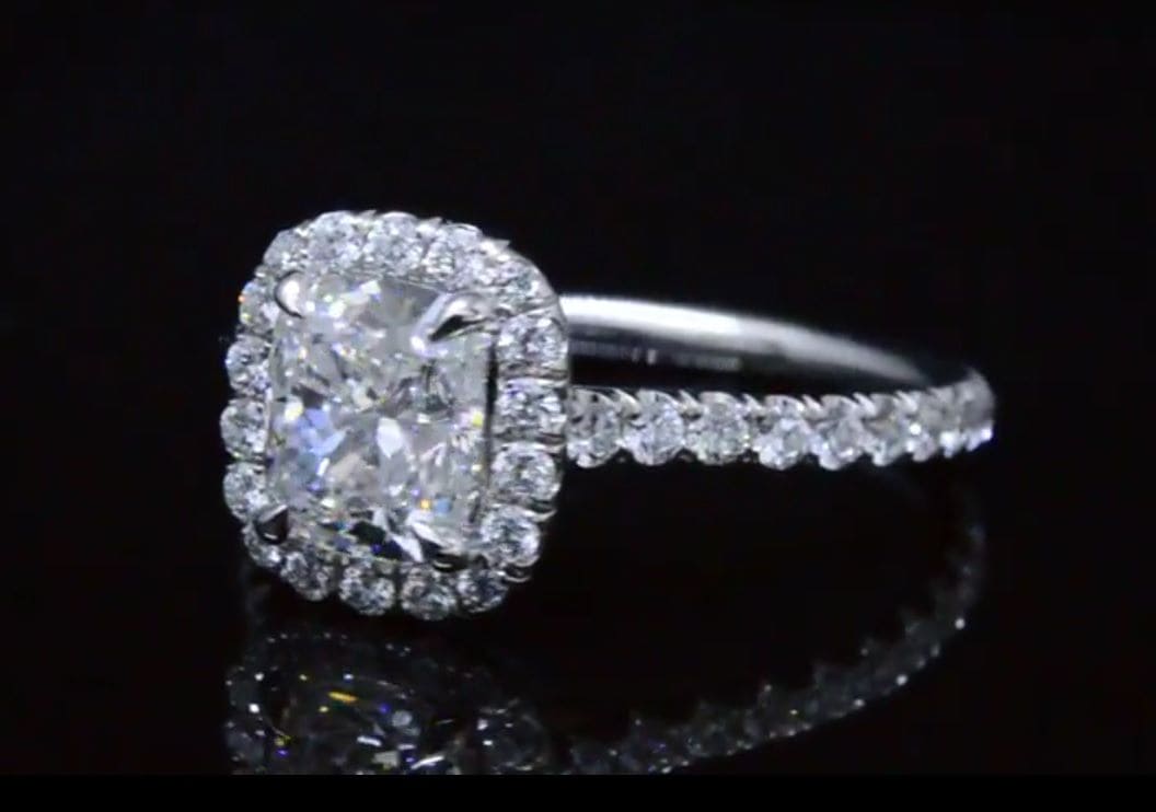 2.20 Ct. Clasico Halo Cushion Cut Engagement Ring F Color VS1 GIA Certified