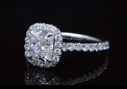 2.20 Ct. Clasico Halo Cushion Cut Engagement Ring F Color VS1 GIA Certified