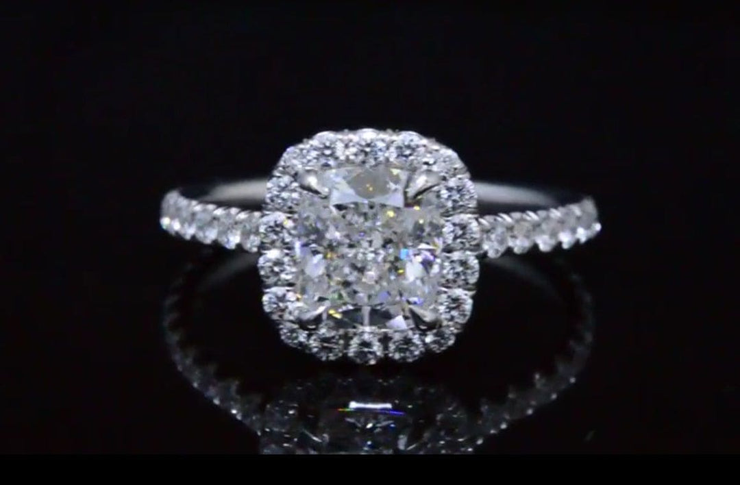 2.20 Ct. Clasico Halo Cushion Cut Engagement Ring F Color VS1 GIA Certified