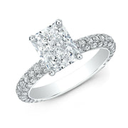 3 Row Pave Engagement Ring