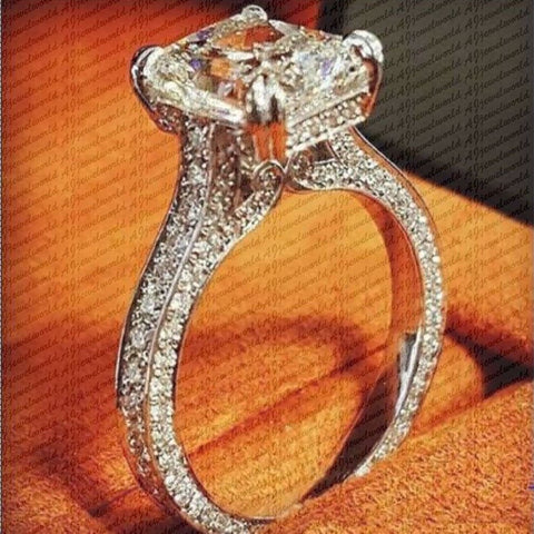 Art-Deco Radiant Cut Diamond Ring Profile View