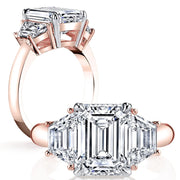 2.00 Ct. Emerald Cut & Trapezoid 3Stone Diamond Ring H Color VS1 GIA Certified