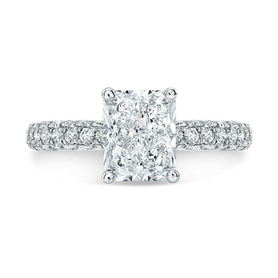 3 Row Pave Engagement Ring