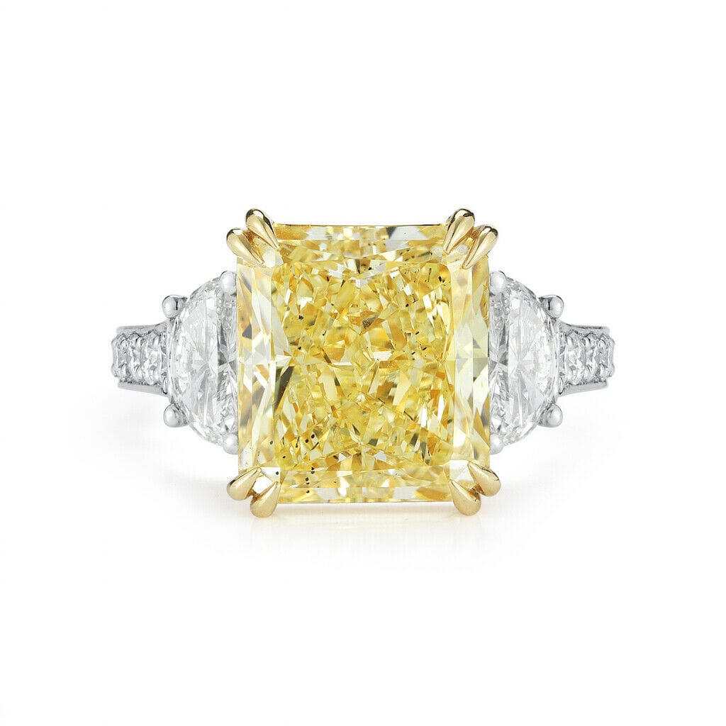 Fancy yellow radiant diamond ring