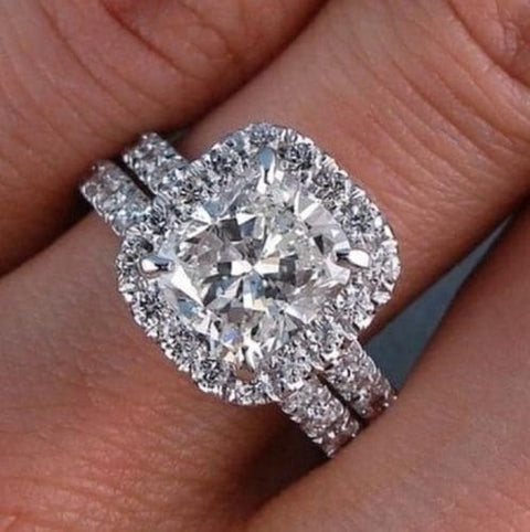 2.70 Ct. Clasico Halo Cushion Cut Engagement Ring F Color VS1 GIA Certified