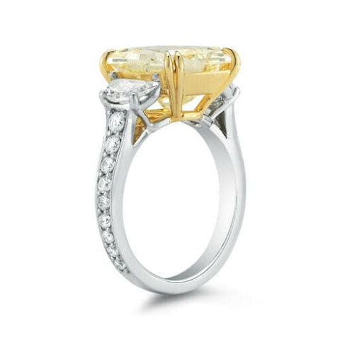 5.10 Ct. Elongated Fancy Yellow Radiant Cut Engagement Ring VVS1 GIA Certified