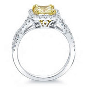 Yellow Cushion Cut Diamond Ring Profile View