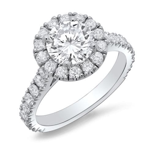 Round Halo Engagement Ring J Color VS2 GIA Certified 3X