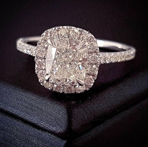 2.40 Ct. Cushion Cut Halo Engagement Ring H Color VVS2 GIA Certified