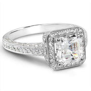 2.00 Ct. Halo Asscher Cut Engagement Ring F Color VS1 GIA Certified