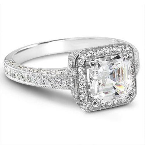 2.00 Ct. Halo Asscher Cut Engagement Ring F Color VS1 GIA Certified