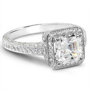 2.00 Ct. Asscher Cut Halo Engagement Ring F Color IF GIA Certified