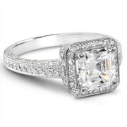2.02 Ct. Asscher Pave Halo Engagement Ring G Color VVS2 GIA Certified