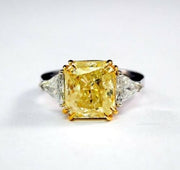 2.60 Ct. Canary Fancy Yellow Radiant Cut 3-Stone Diamond Ring VS1 GIA Certified