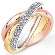 Tri-Color Diamond Wedding Ring