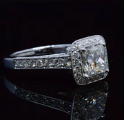 1.90 Ct. Princess Cut Engagement Ring Vintage Halo F Color VS1 GIA Certified