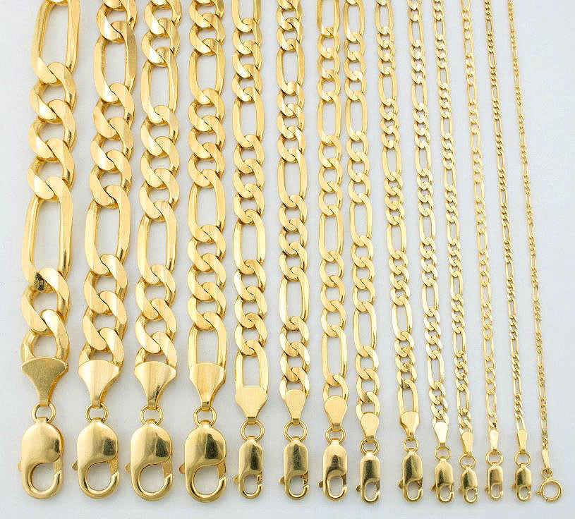 14k yellow gold figaro chain 7mm