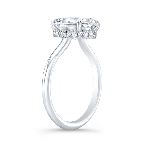 Solitaire Hidden Halo Pave Diamond Engagement Ring