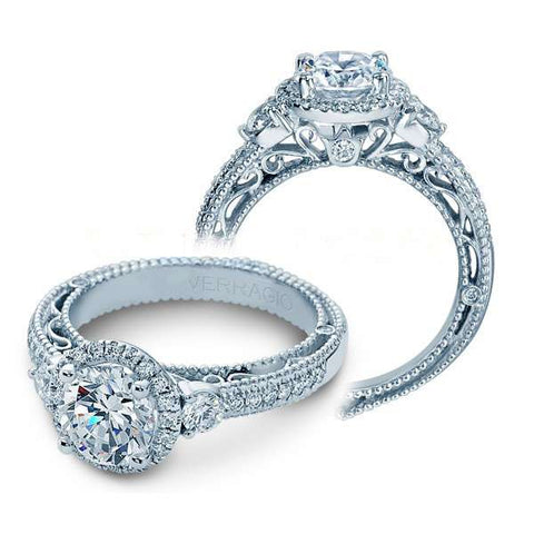 Venetian Verragio Halo 3-Stone Milgrain Natural Diamond Engagement Ring