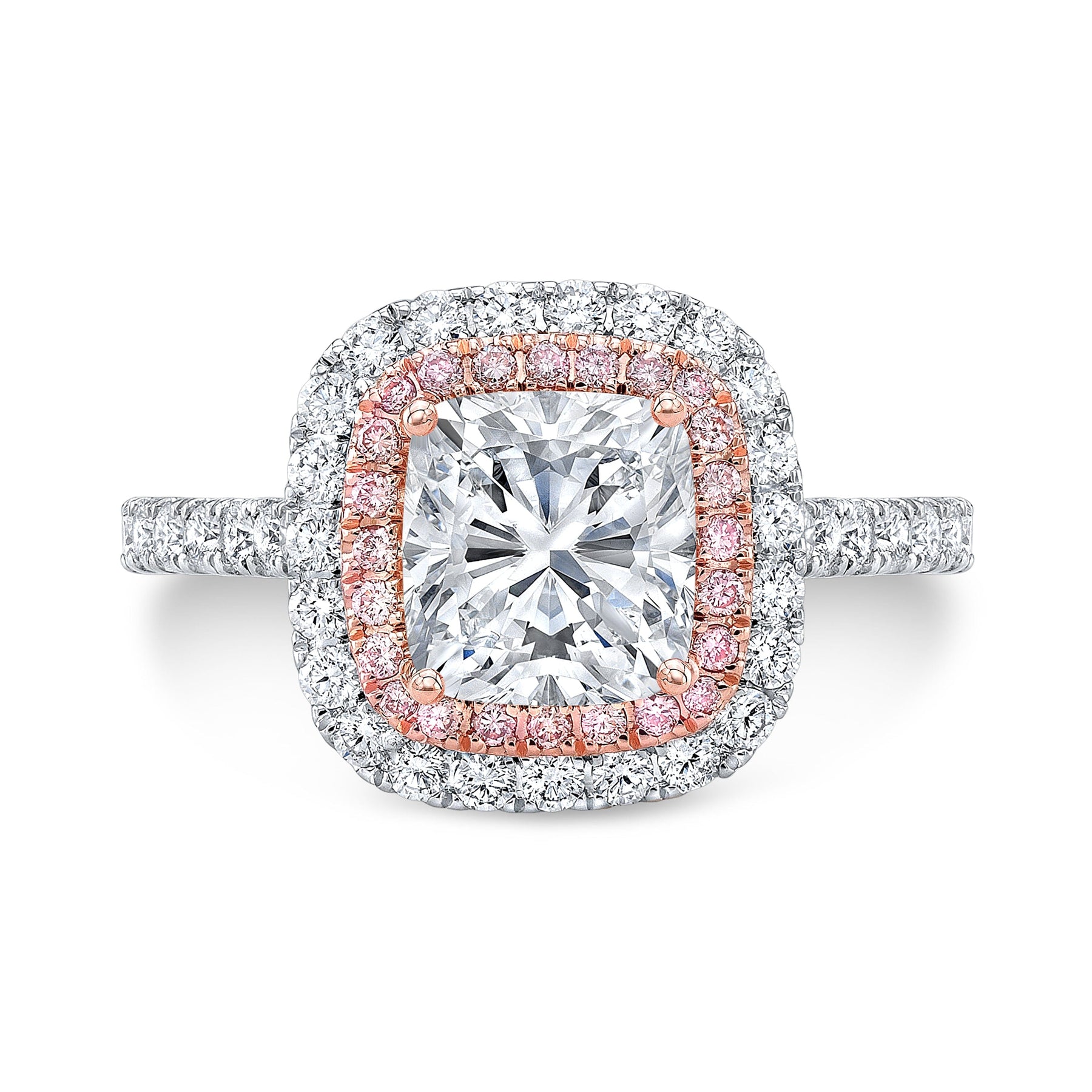 Double halo pave engagement ring discount