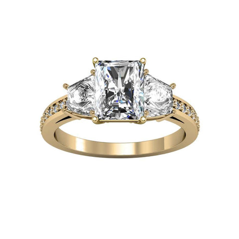 Channel w/ Trapezoid Sides 3-Stone Diamond Engagement Ring
