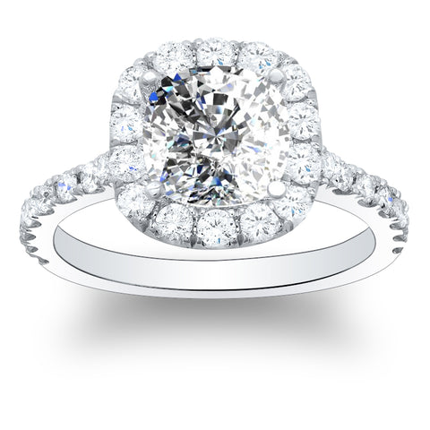 Natural Halo Pave Diamonds Engagement Ring