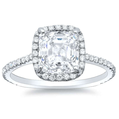Thin Halo Pave Diamond Engagement Ring