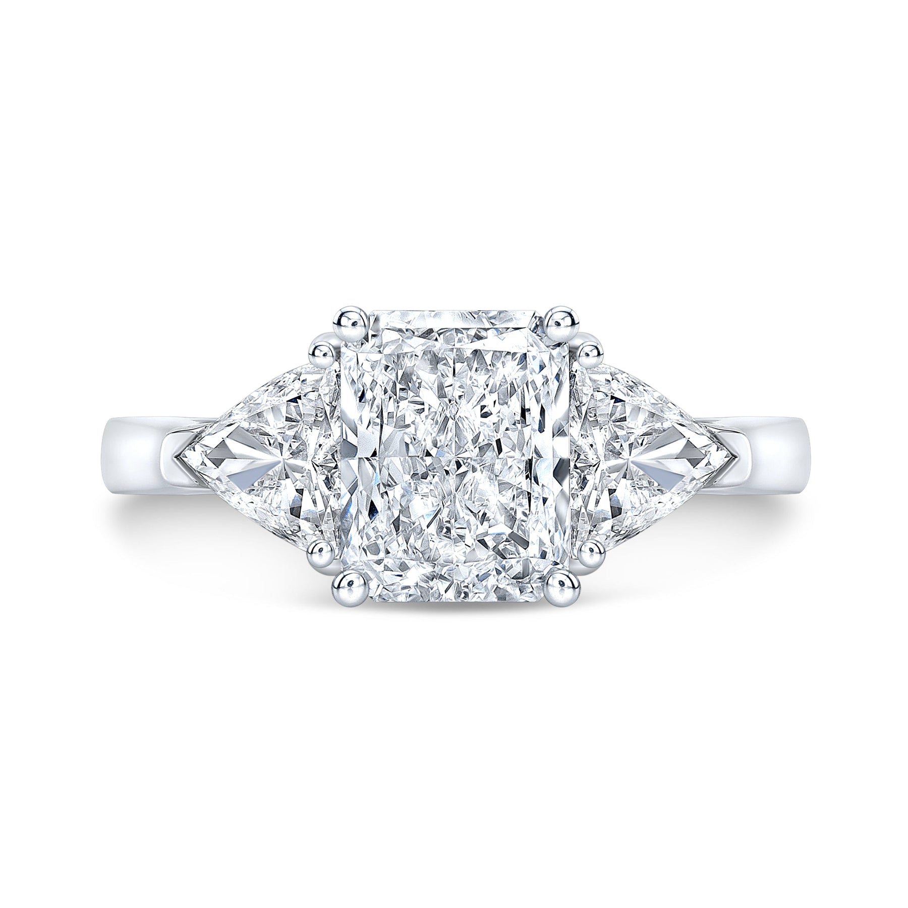 Three Stone Ring With Trillions Stone Trillion Diamond Engagement