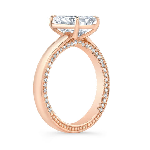 Solitaire Pave Milgrains Diamond Engagement Ring