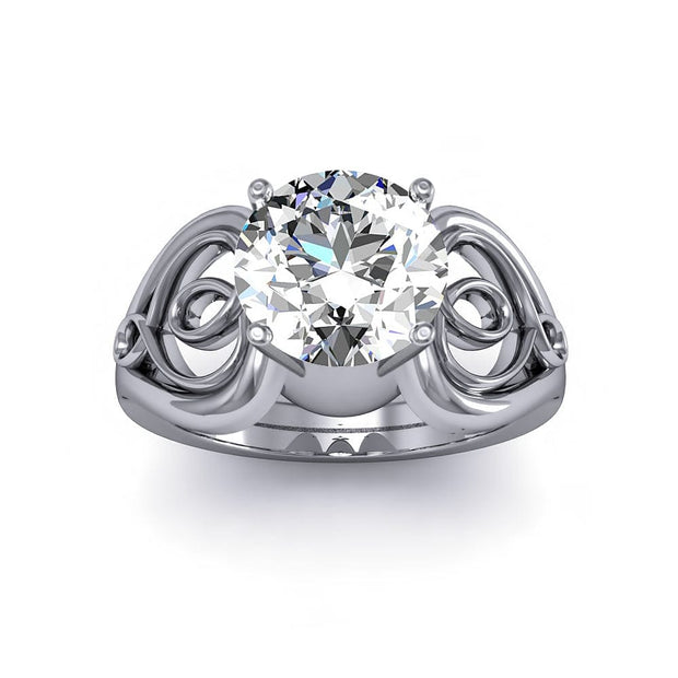 Solitaire Heart Scroll Diamond Engagement Ring