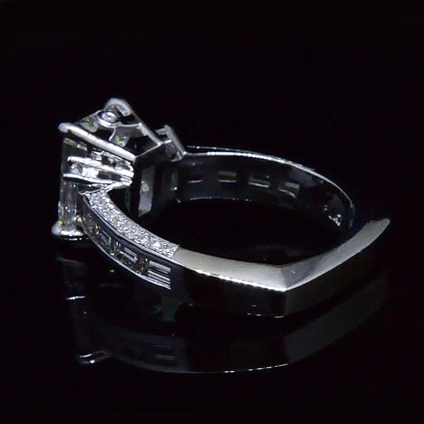 Emerald Cut & Baguette 3 Stone Engagement Ring